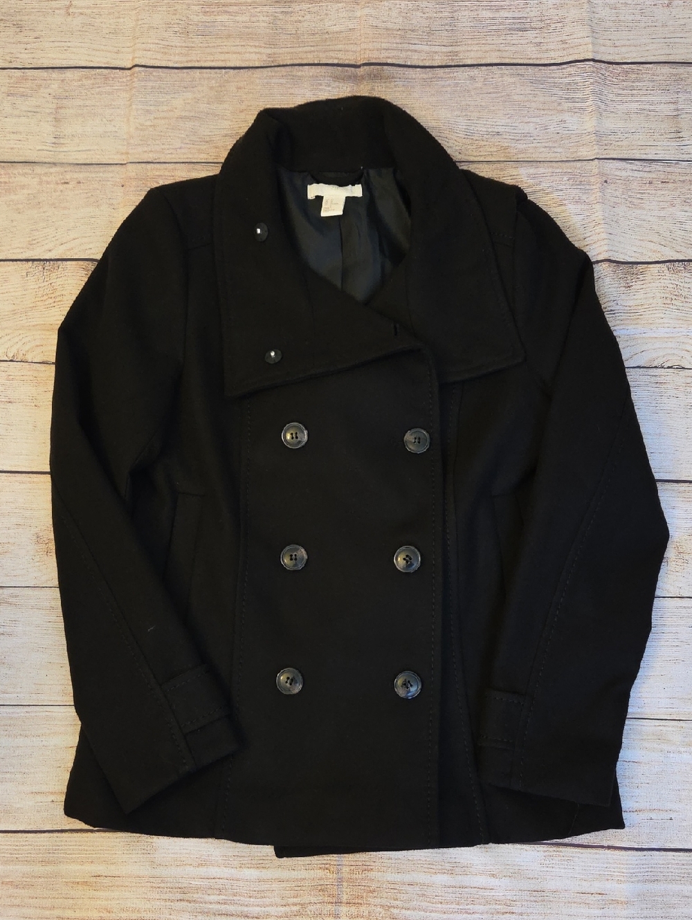 H&M Black Double-Breasted‎ Peacoat